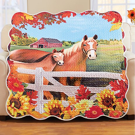 Horses Quilted Throw
