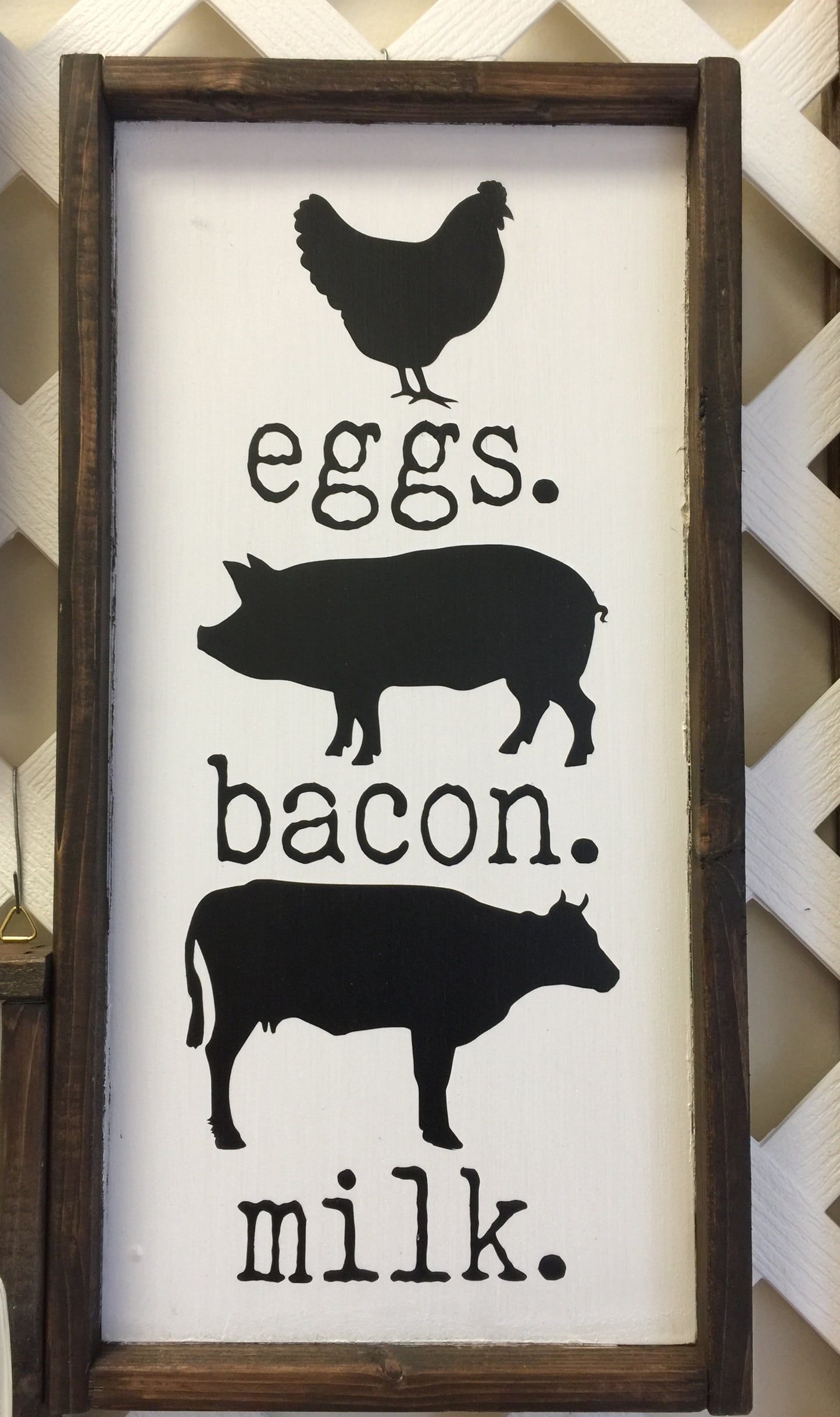 Farm Box Sign- eggs, bacon, milk
