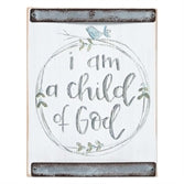 Child Of God (Blue Bird) White Wood Block Sign