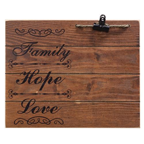 Family, Hope, Love Photo Board