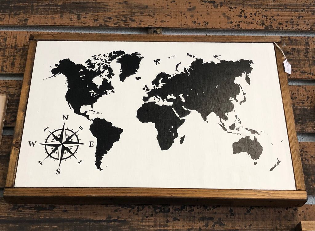 World Map Framed Sign
