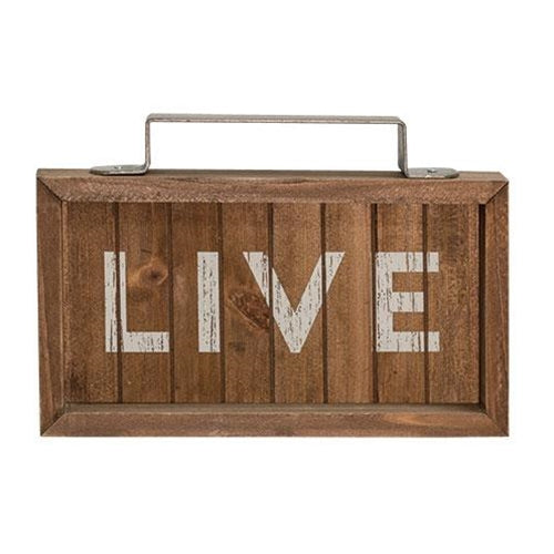 "LIVE" Slatted Wood Sign w/handle