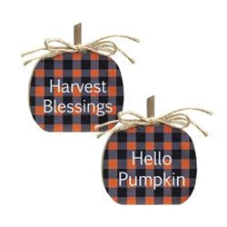 Orange Buffalo Check Pumpkin Block - SHP